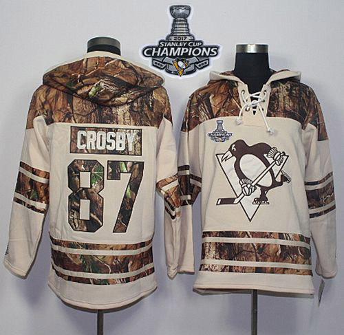 Penguins #87 Sidney Crosby Cream/Camo Stanley Cup Finals Champions Stitched NHL Jersey - Click Image to Close
